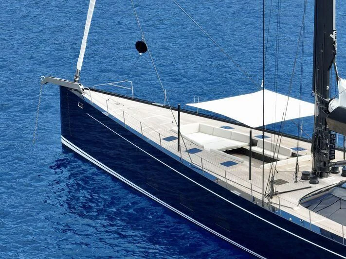 a large white boat aboard NILAYA Yacht for Sale