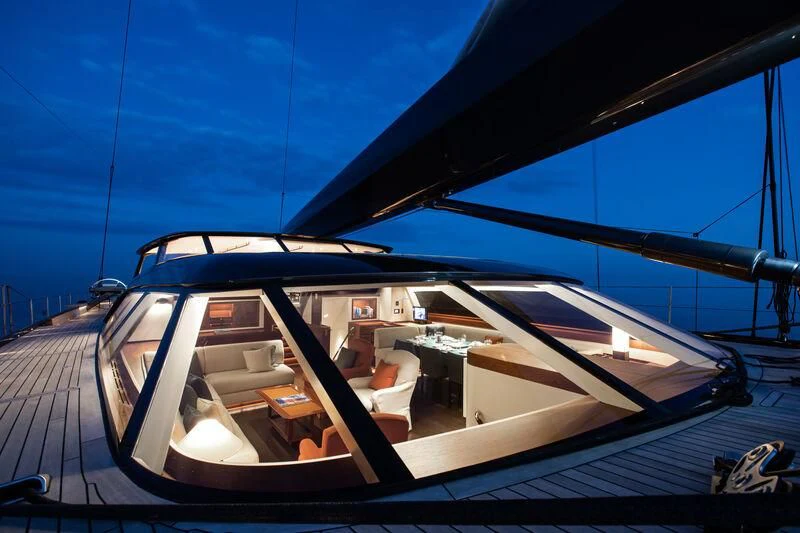 the inside of a boat aboard NILAYA Yacht for Sale