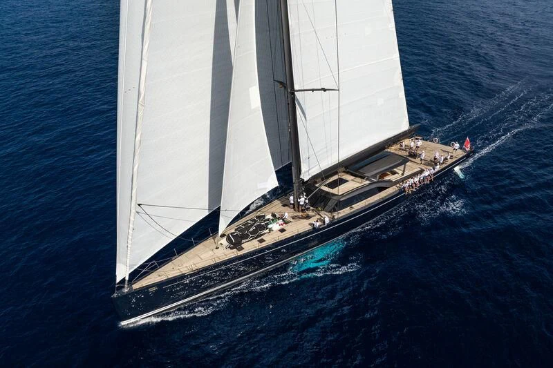 a sailboat on the water aboard NILAYA Yacht for Sale