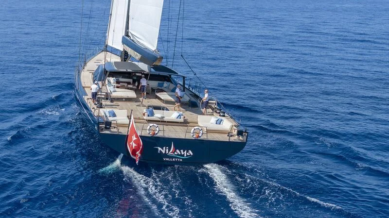 a boat in the water aboard NILAYA Yacht for Sale