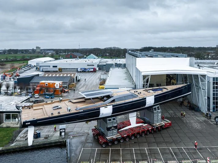 a building with a lot of windows aboard NILAYA Yacht for Sale