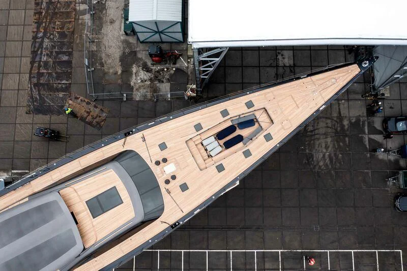 a building with a large brick wall aboard NILAYA Yacht for Sale