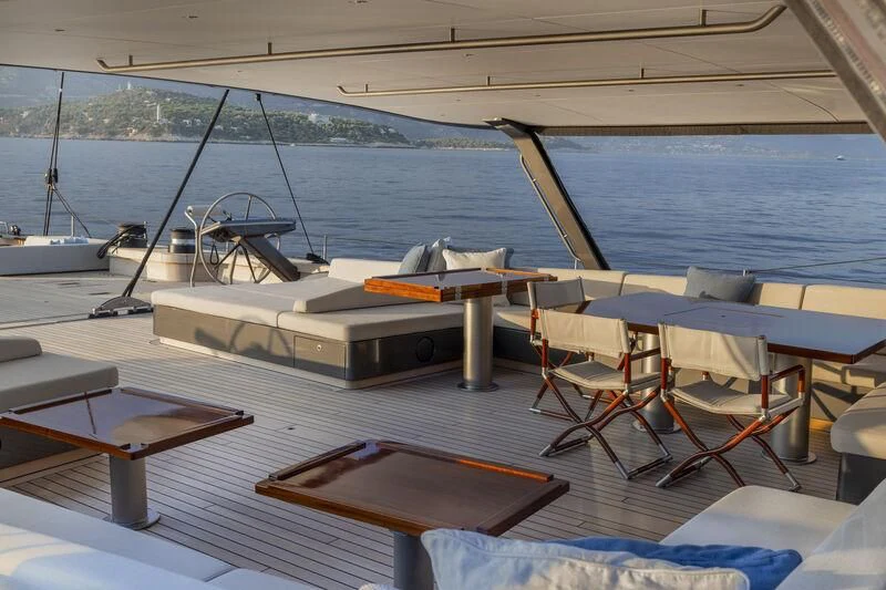 a boat on the water aboard NILAYA Yacht for Sale