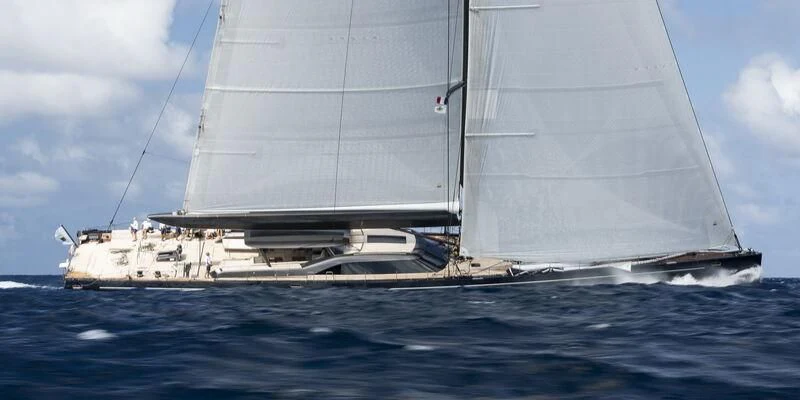 a sailboat on the water aboard NILAYA Yacht for Sale