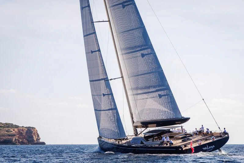 a sailboat on the water aboard NILAYA Yacht for Sale