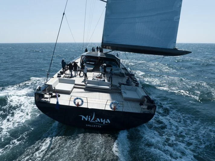 a boat on the water aboard NILAYA Yacht for Sale