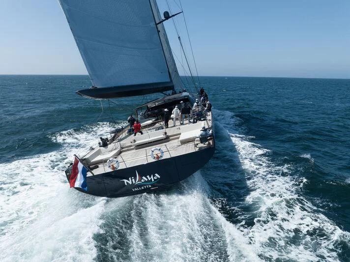 a boat sailing on the sea aboard NILAYA Yacht for Sale