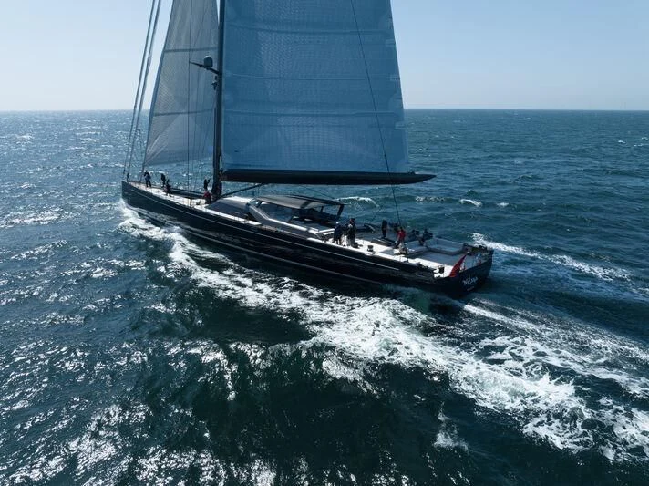 a boat sailing on the sea aboard NILAYA Yacht for Sale