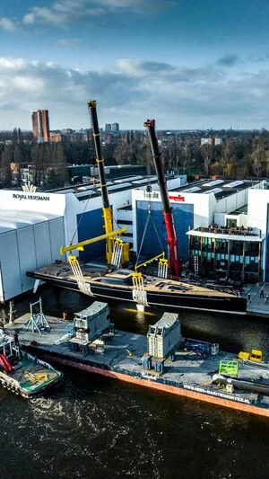 a large machine on a dock aboard NILAYA Yacht for Sale