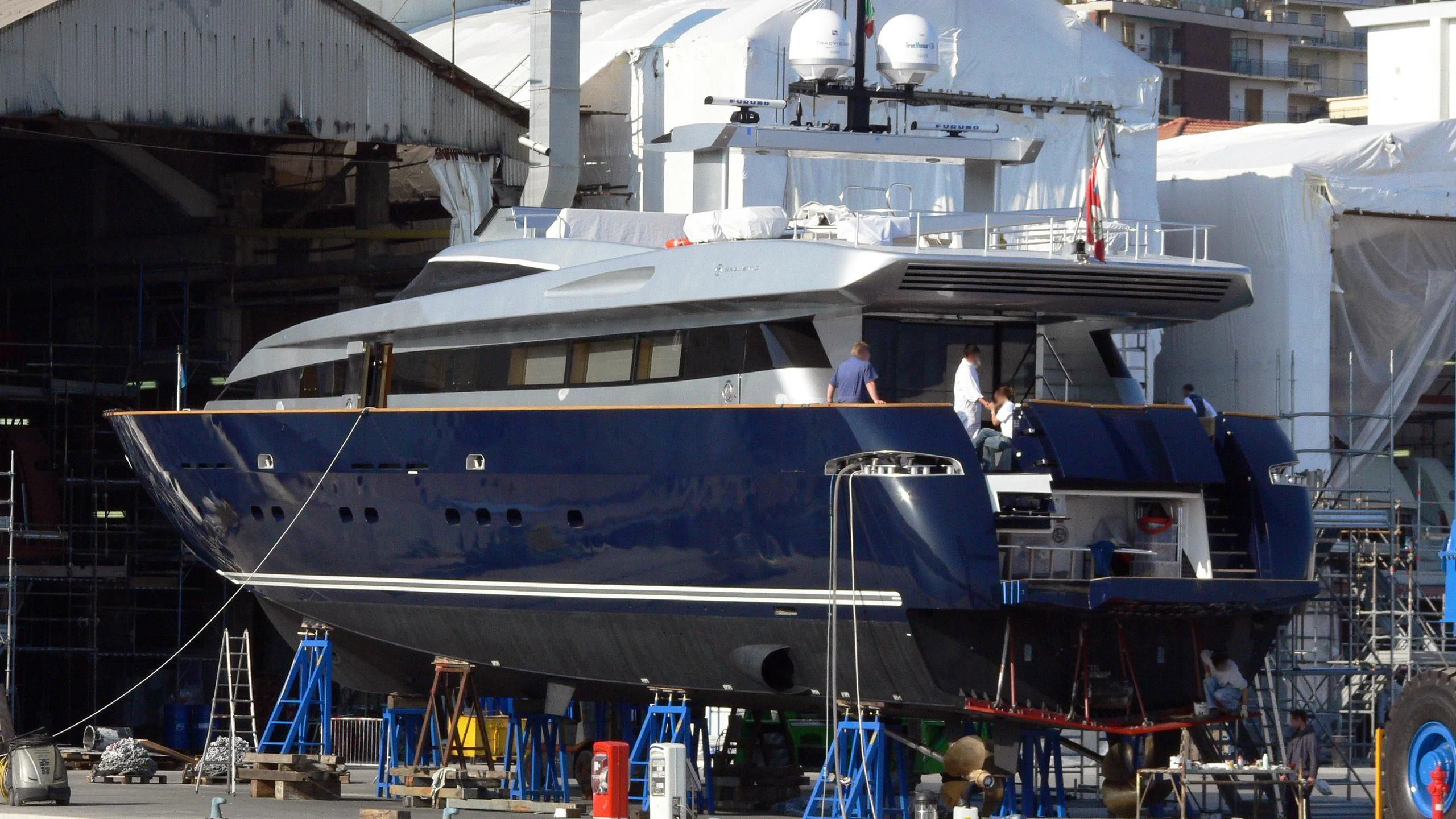 a large boat docked aboard IROCK Yacht for Sale