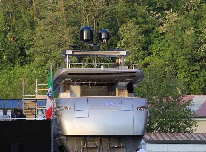 a large white machine with a blue top and a white cylinder on top aboard IROCK Yacht for Sale