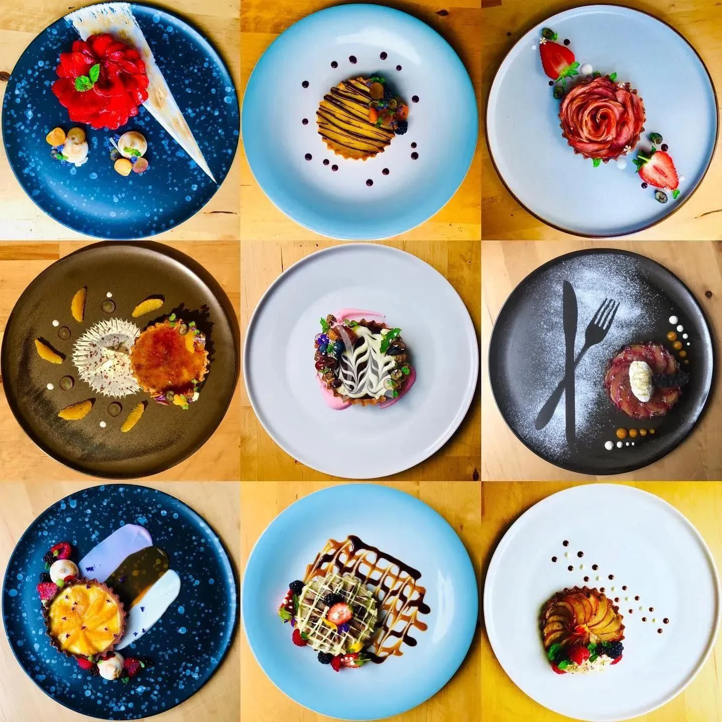 a collage of plates aboard IROCK Yacht for Sale