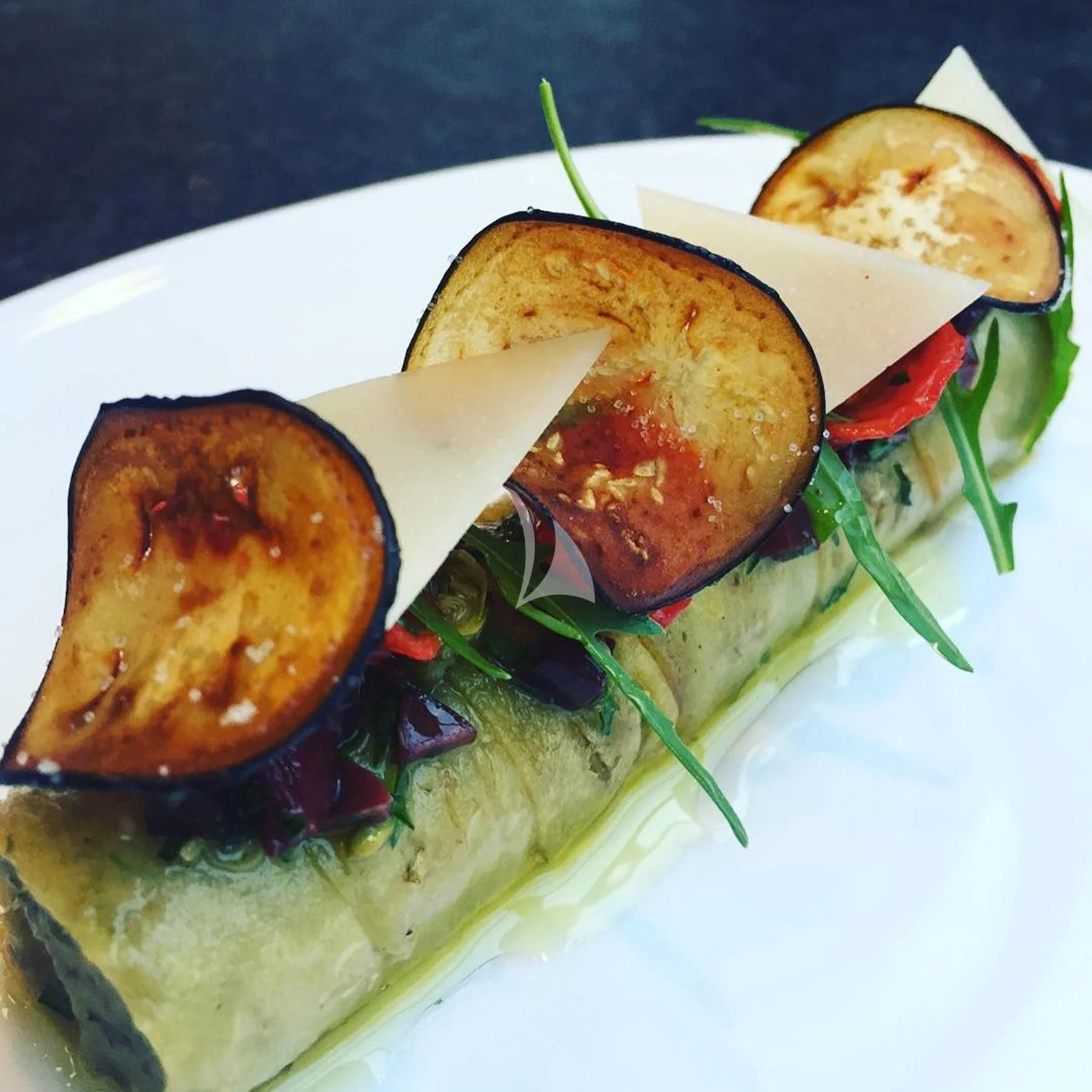 a plate of food aboard IROCK Yacht for Sale