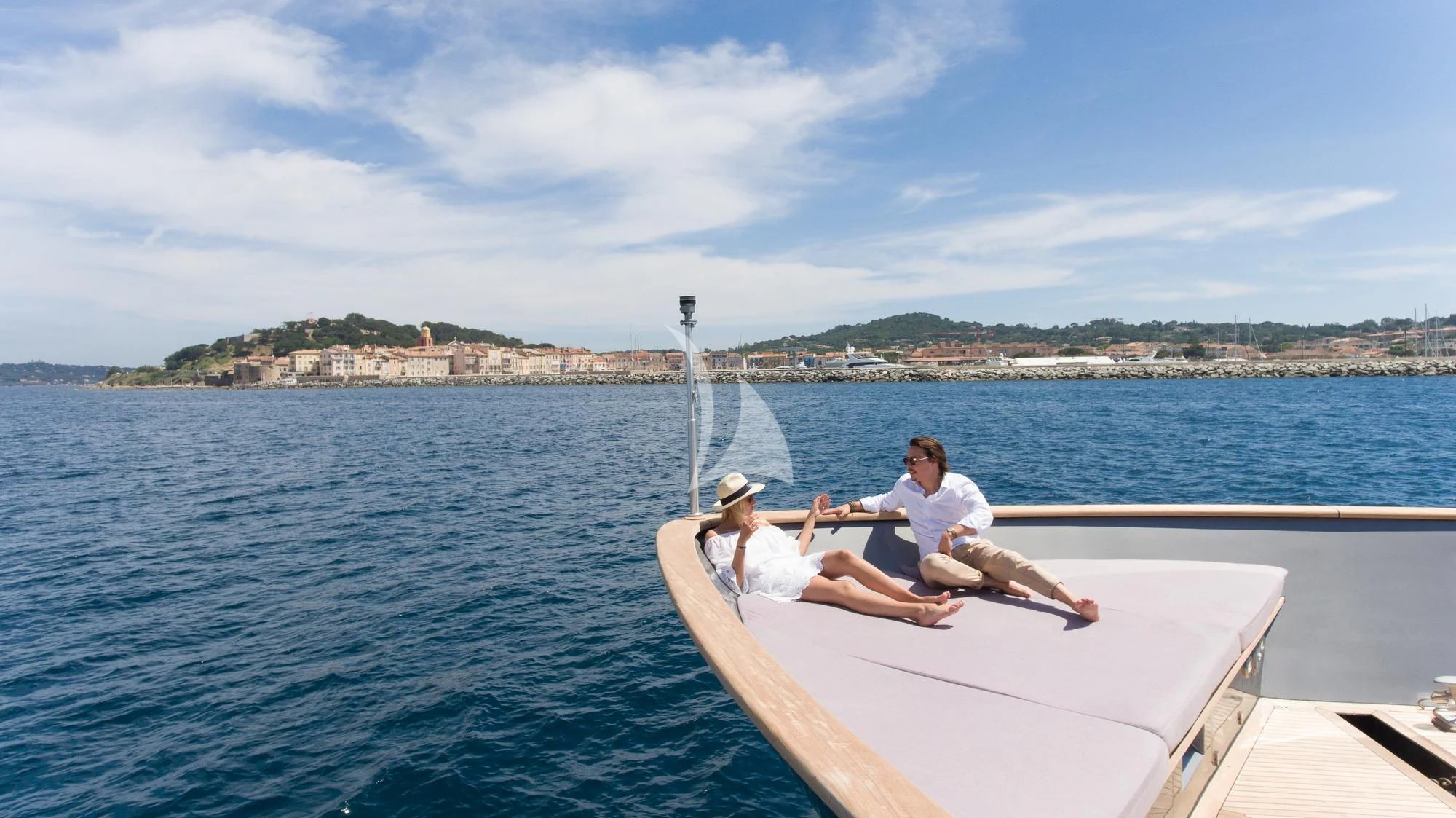 two people on a boat aboard IROCK Yacht for Sale