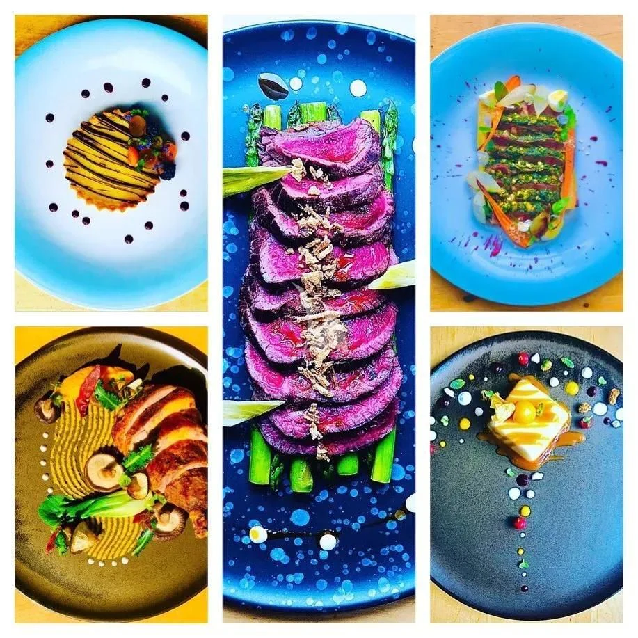 a collage of a colorful vase aboard IROCK Yacht for Sale
