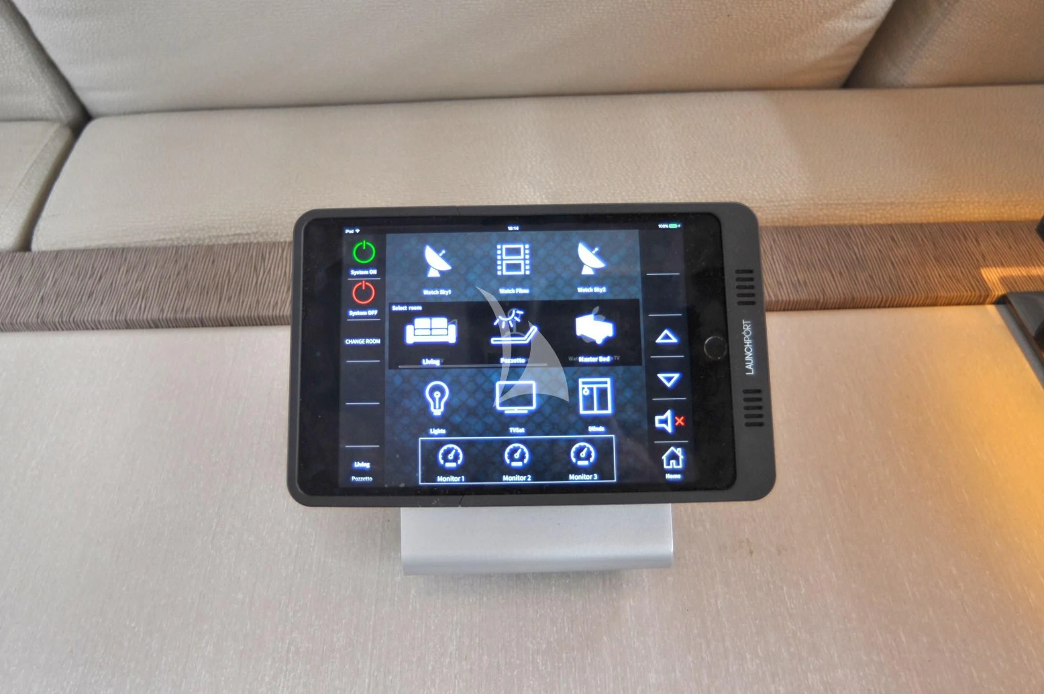 a black rectangular electronic device aboard IROCK Yacht for Sale