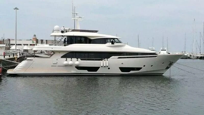 a white yacht in the water aboard MERIDIANA Yacht for Sale