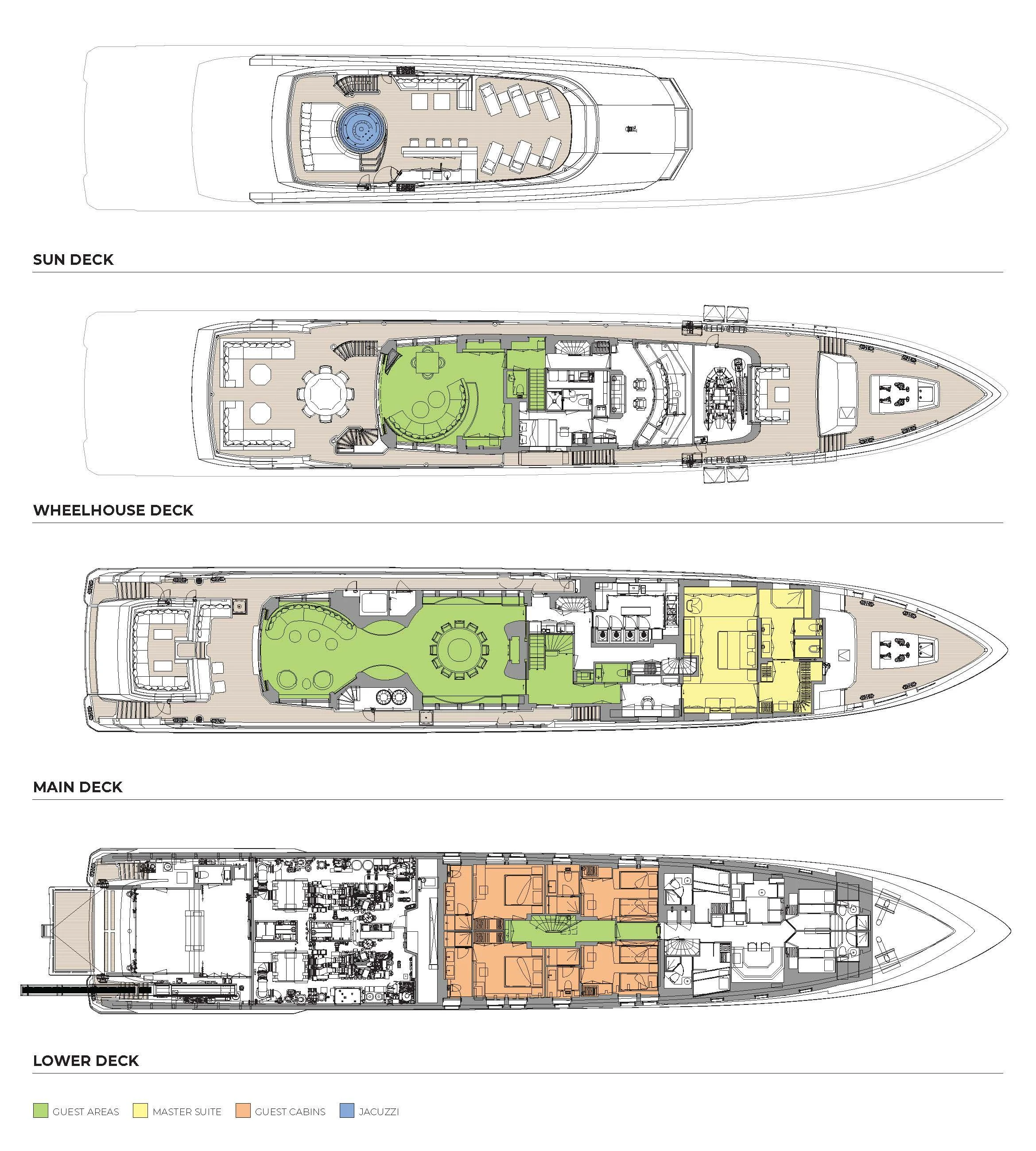 diagram, engineering drawing aboard INFINITY Yacht for Sale