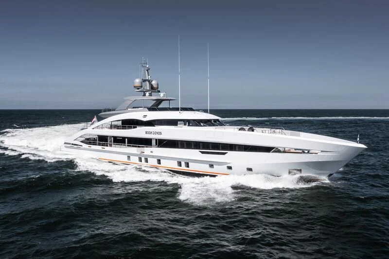 a white boat on the water aboard INFINITY Yacht for Sale