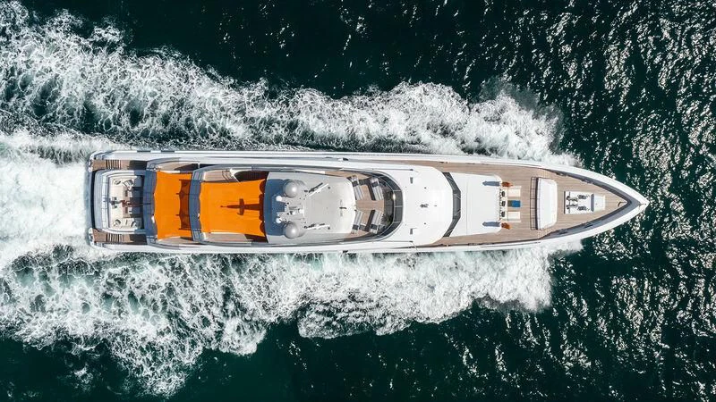 a boat in the water aboard INFINITY Yacht for Sale