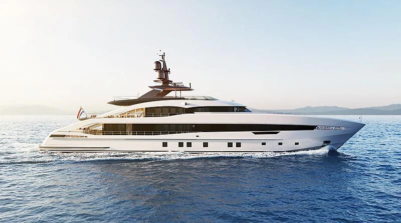 a large white ship aboard INFINITY Yacht for Sale