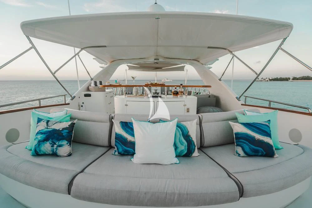 a boat on the water aboard HEAVEN CAN WAIT Yacht for Charter