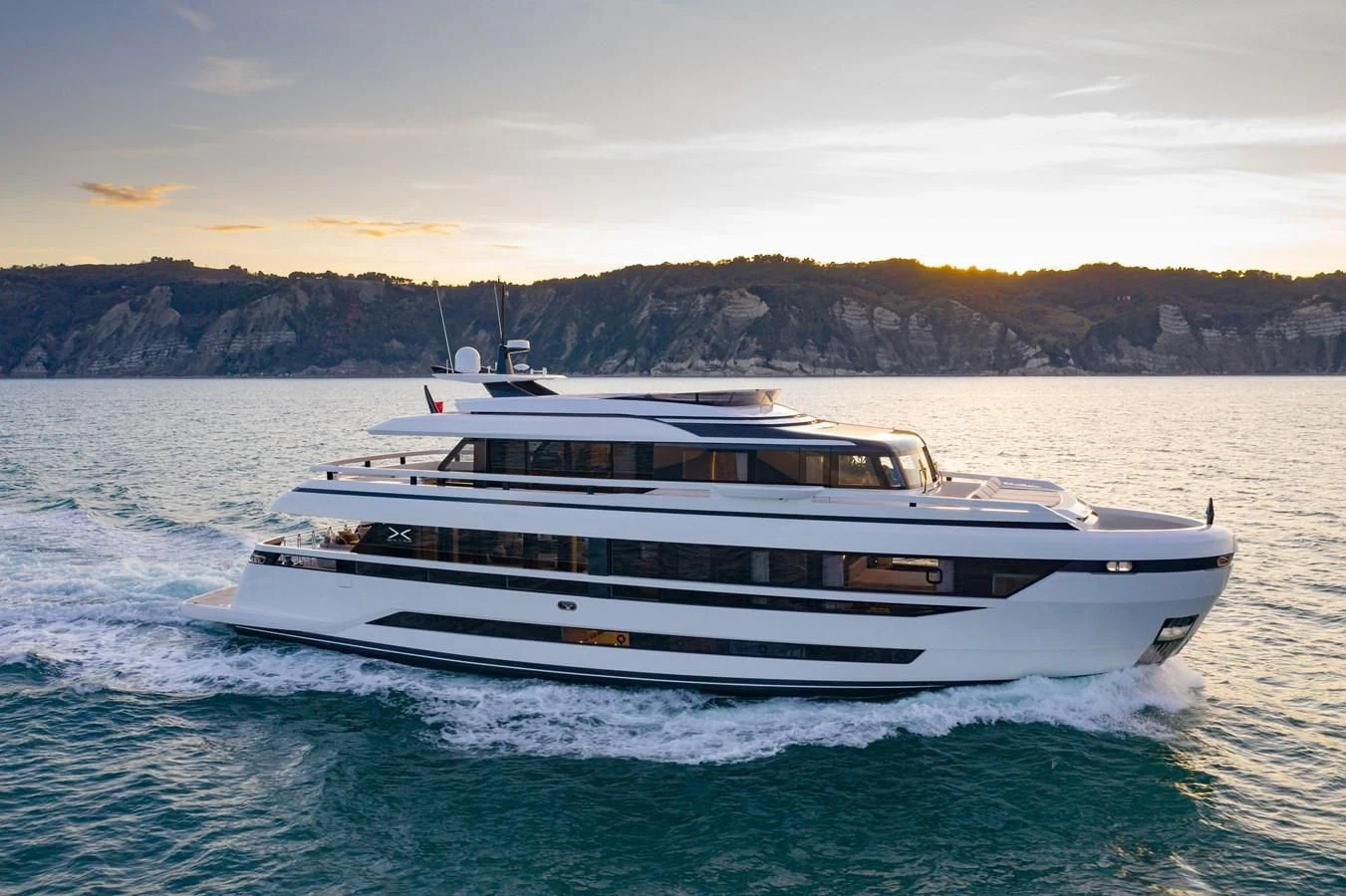 a white yacht in the water aboard X96 TRIPLEX HULL.4 Yacht for Sale