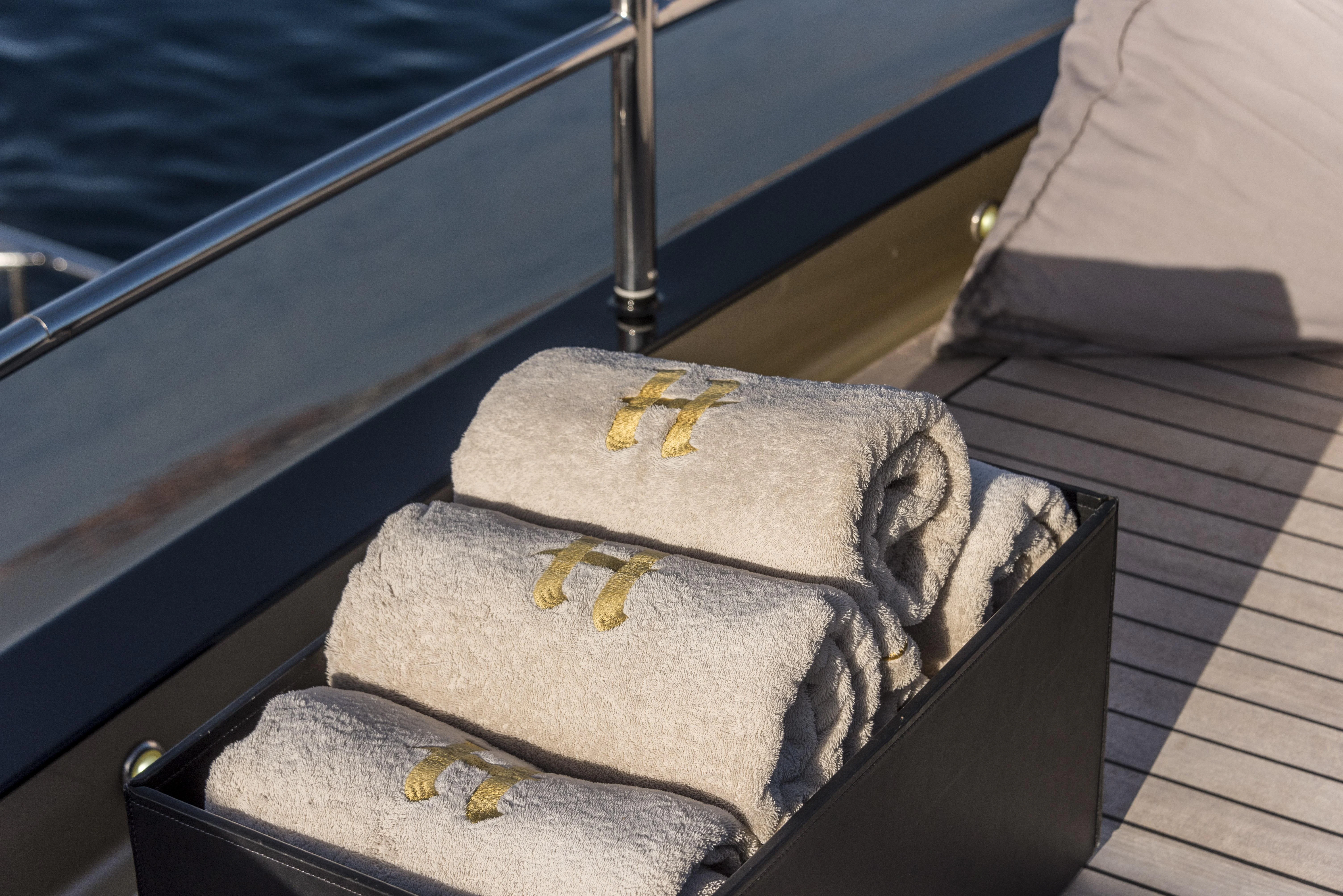 a hat on a boat aboard HOKULANI Yacht for Sale