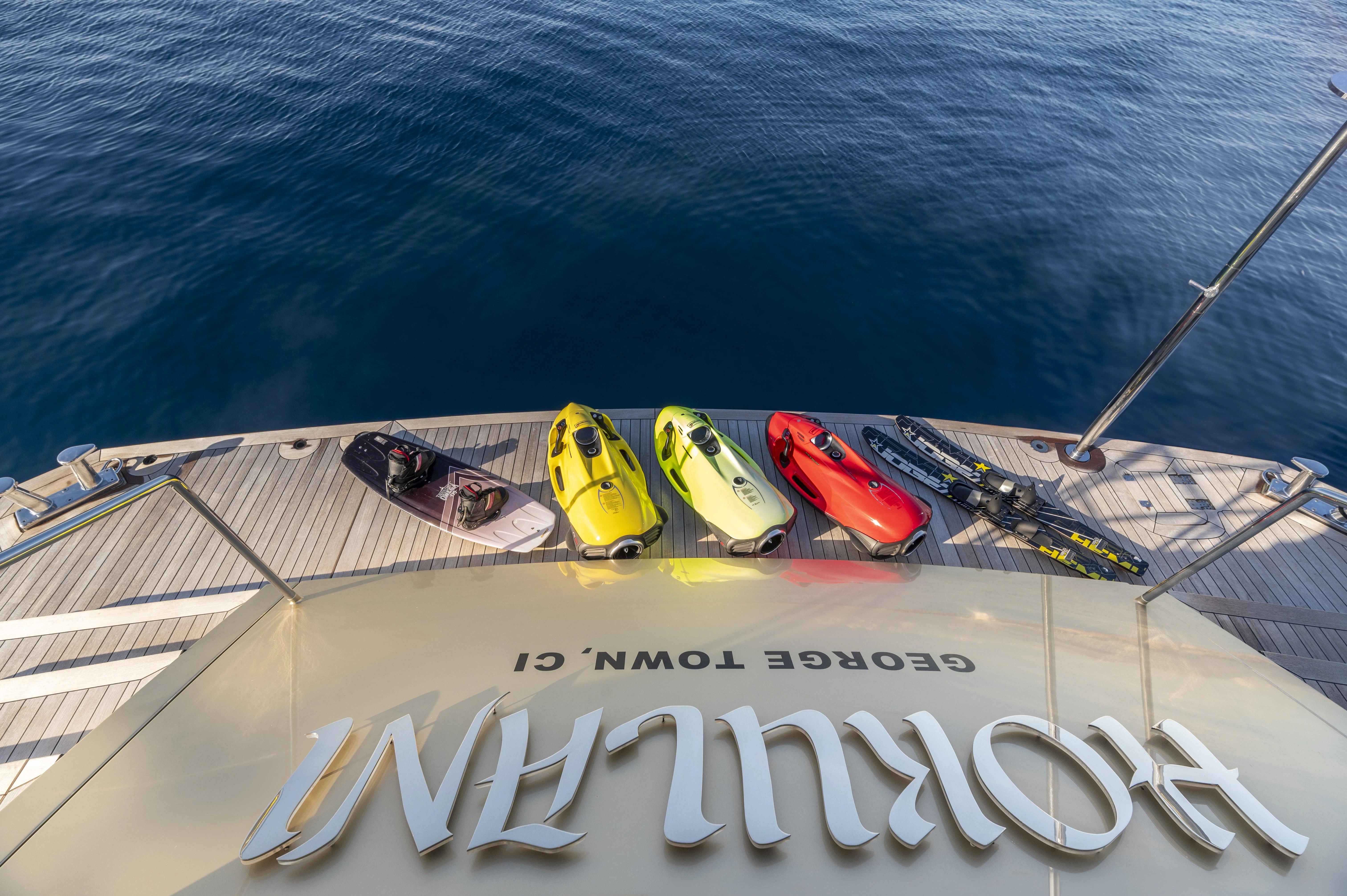 a boat with a life preserver on it aboard HOKULANI Yacht for Sale