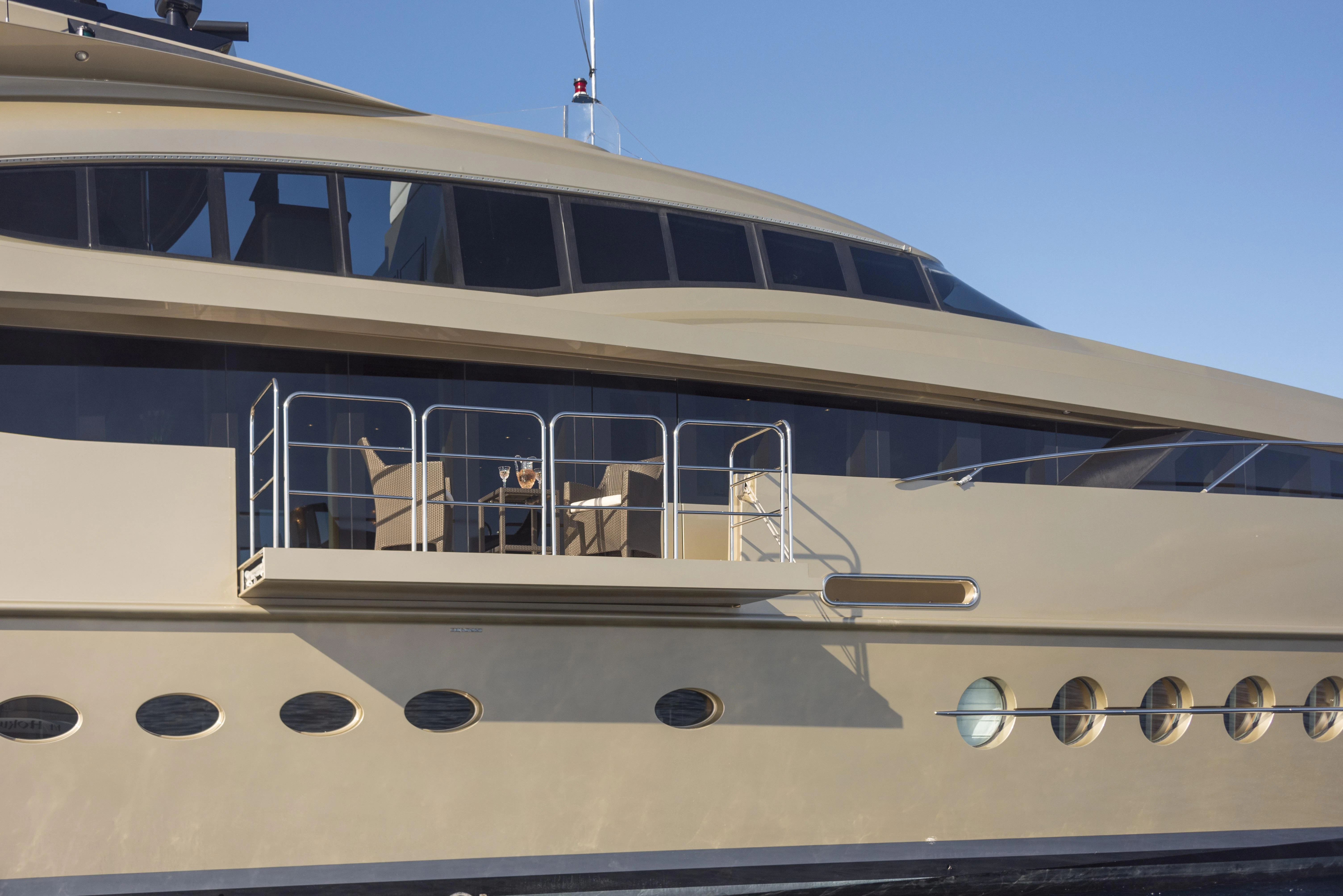 the outside of a large white building aboard HOKULANI Yacht for Sale