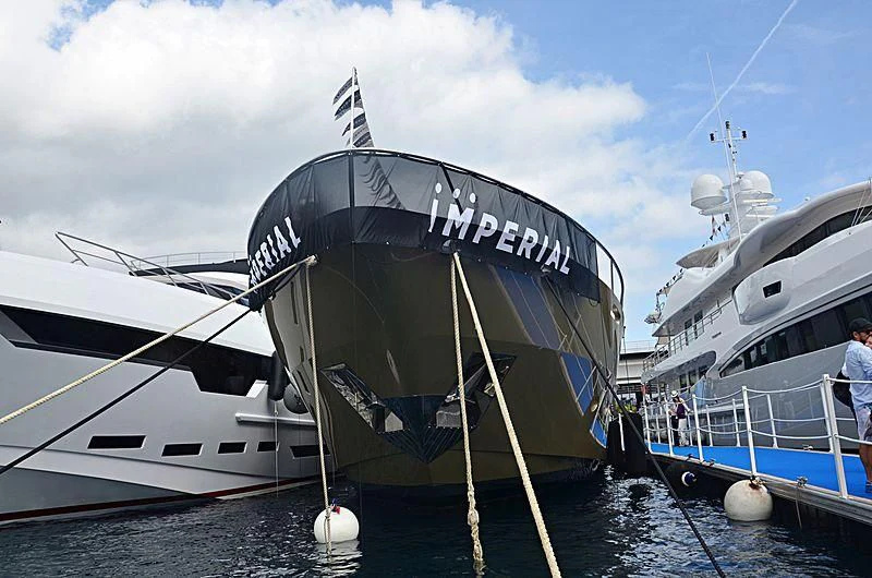 a boat docked at a pier aboard HOKULANI Yacht for Sale