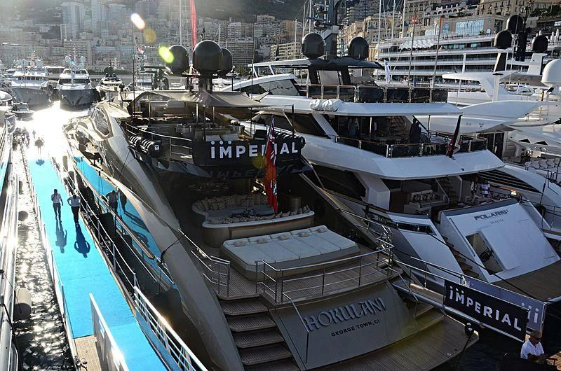 a boat in a harbor aboard HOKULANI Yacht for Sale