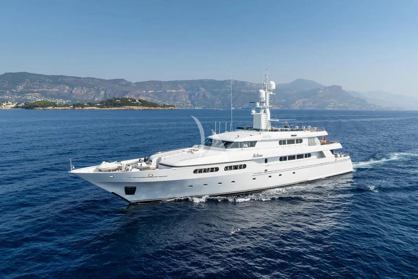 a white yacht in the water aboard TE MANU Yacht for Charter