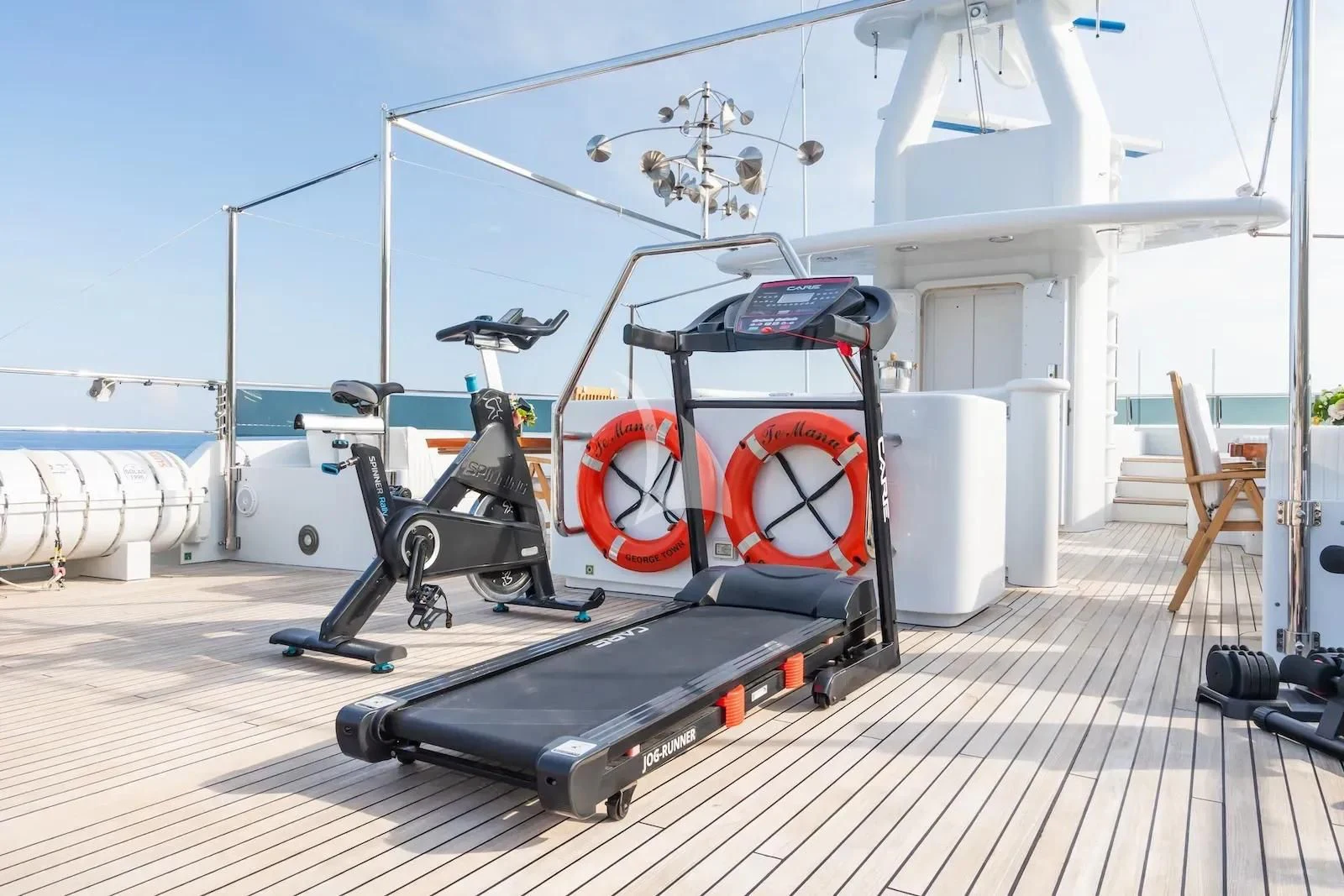 a large machine on a deck aboard TE MANU Yacht for Charter
