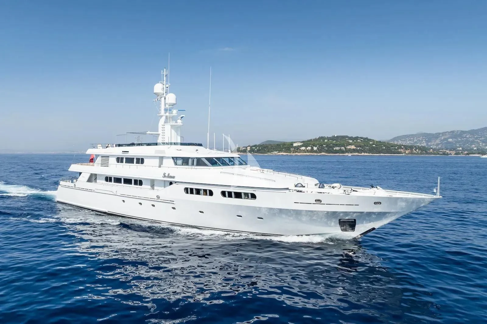 a white boat in the water aboard TE MANU Yacht for Charter