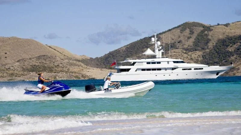 a boat with people in it aboard TE MANU Yacht for Charter