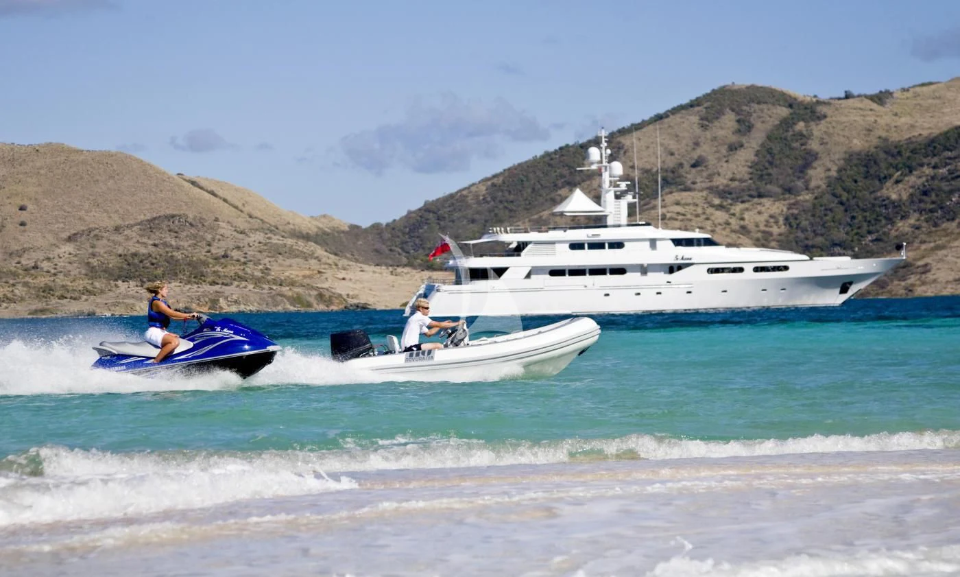 a boat with people in it aboard TE MANU Yacht for Charter