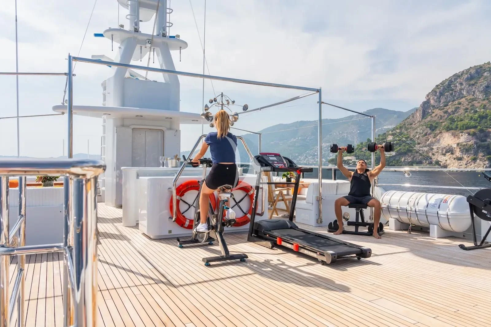 a person on a deck aboard TE MANU Yacht for Charter