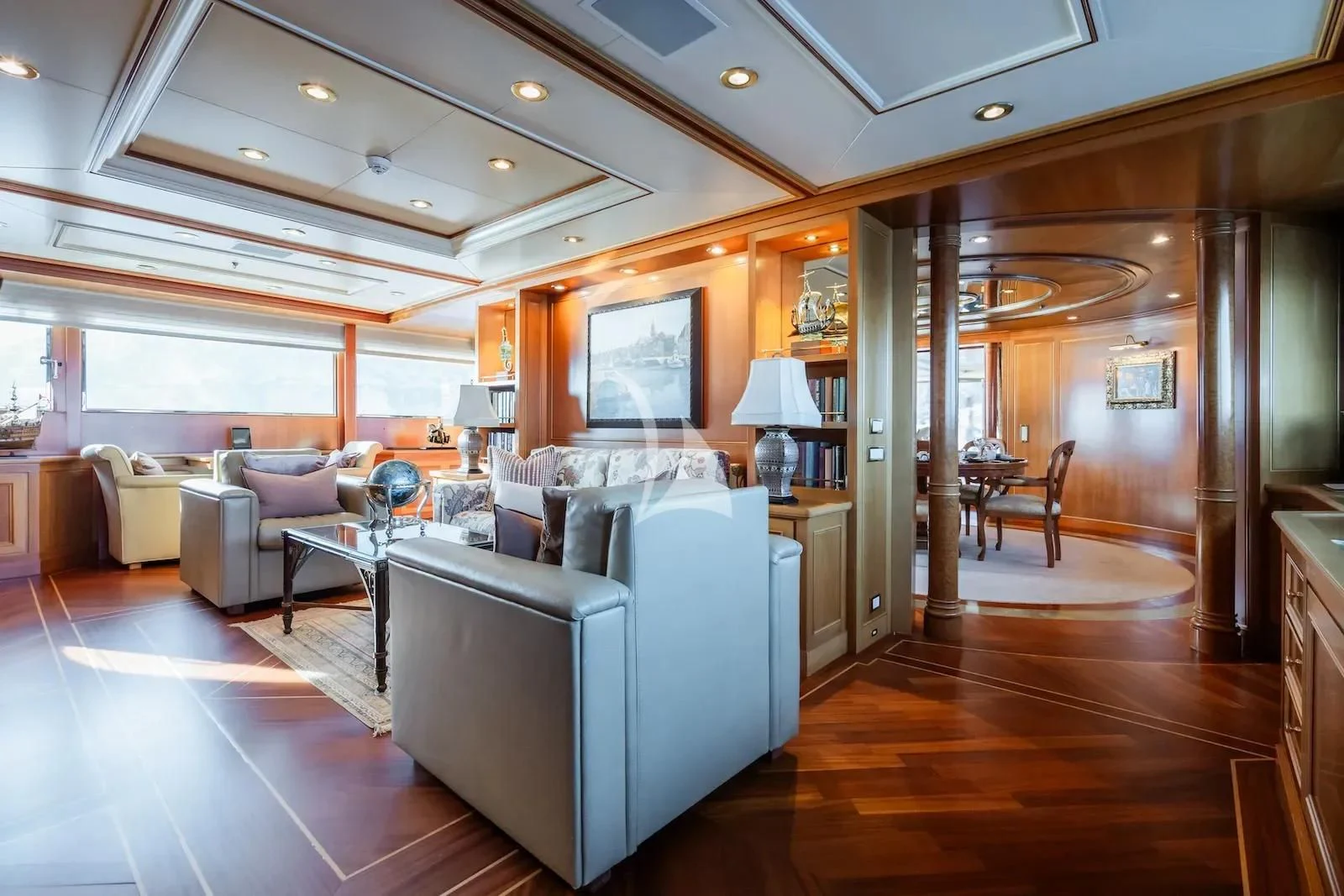 a large room with a large bed aboard TE MANU Yacht for Charter
