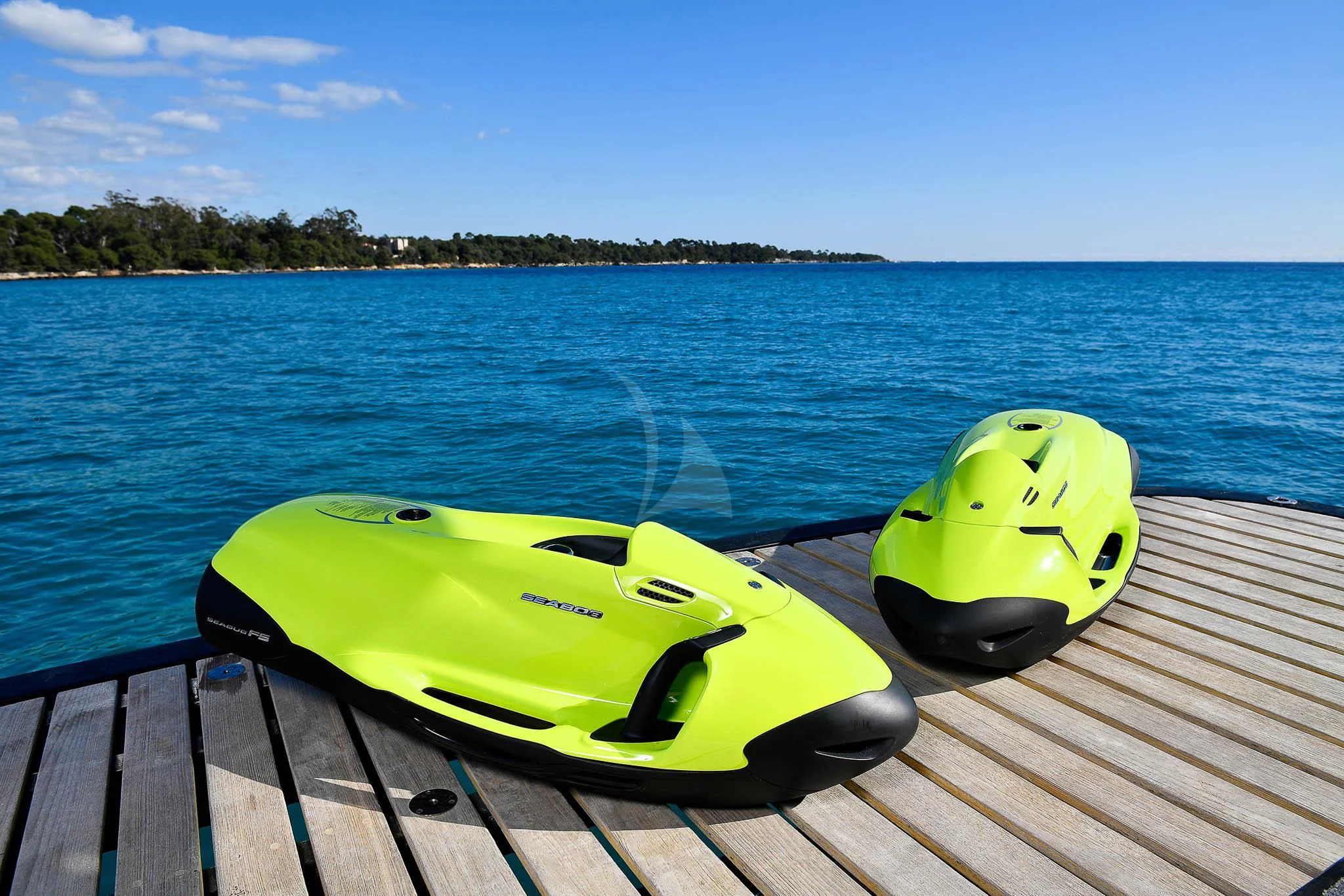 a yellow kayak on a dock aboard TENACITY Yacht for Sale