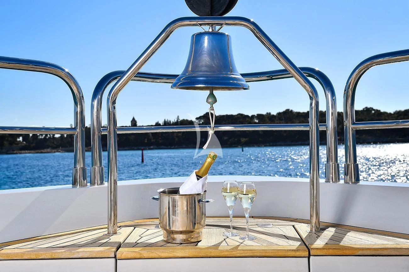 a glass on a boat aboard TENACITY Yacht for Sale
