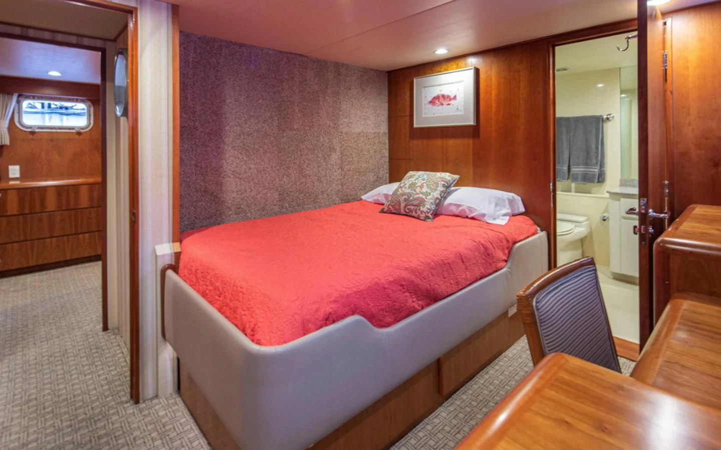 a bed in a hotel room aboard GOLDEN EAGLE Yacht for Sale