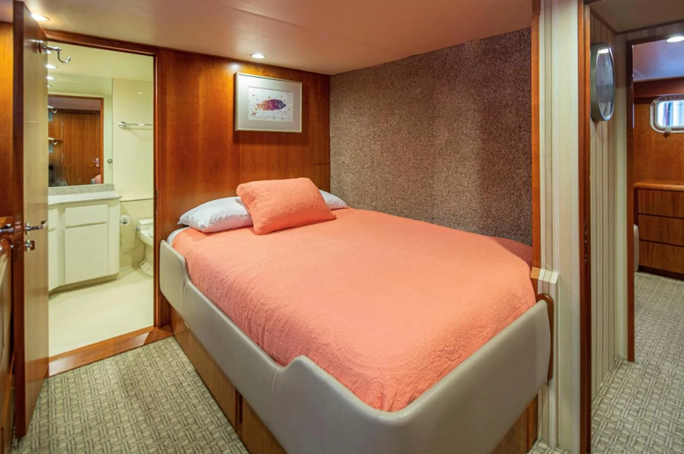 a hotel room with a bed aboard GOLDEN EAGLE Yacht for Sale