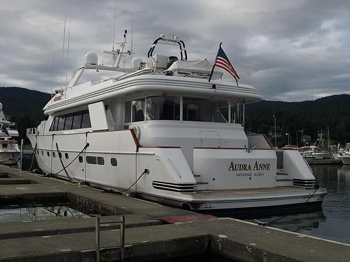 a boat docked at a pier aboard GOLDEN EAGLE Yacht for Sale