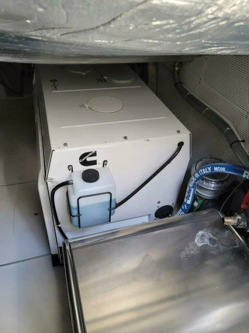 a white box with a black and white object inside aboard GODSPEED Yacht for Sale