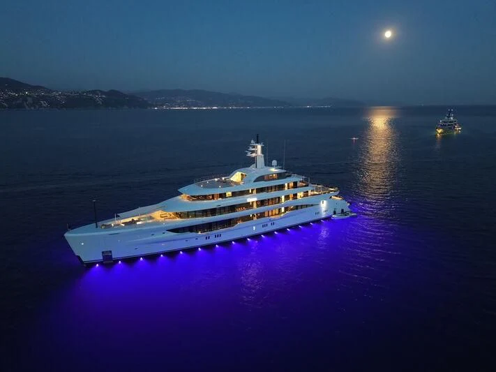 a large ship in the water aboard ENERGY Yacht for Sale