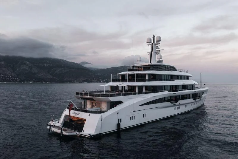 a large white boat in the water aboard ENERGY Yacht for Sale