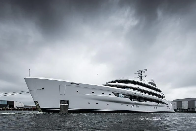 a large white boat in the water aboard ENERGY Yacht for Sale