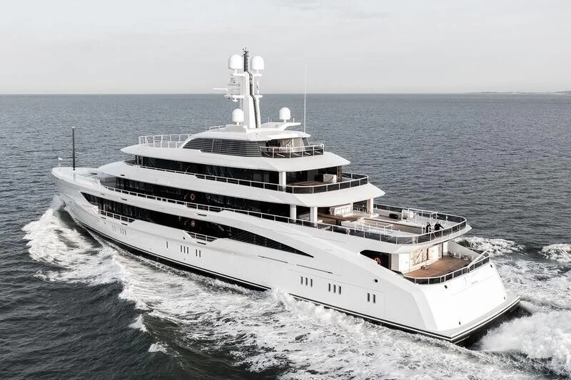 a large white ship aboard ENERGY Yacht for Sale