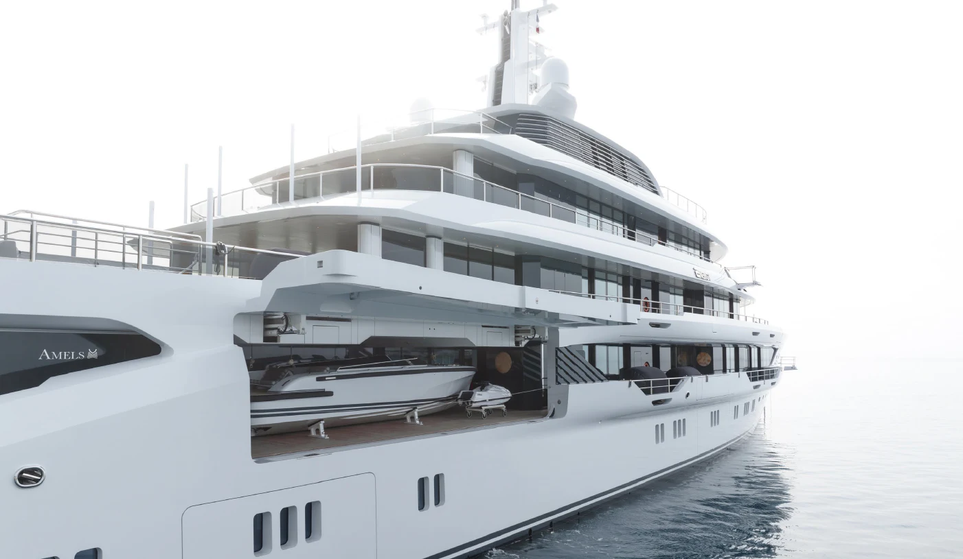 a large white boat aboard ENERGY Yacht for Sale